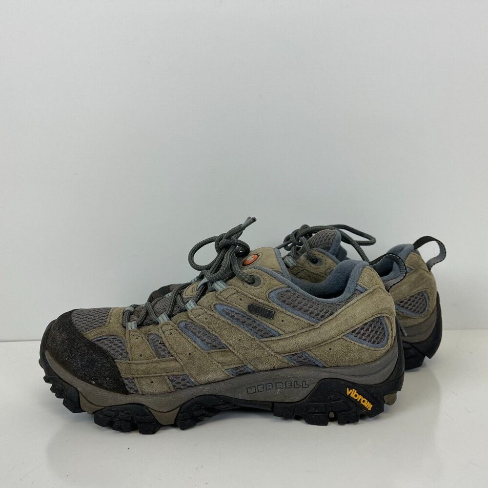 Merrell Moab 2 Hiking Shoes Womens Size 8.5 Brown Blue Waterproof Suede